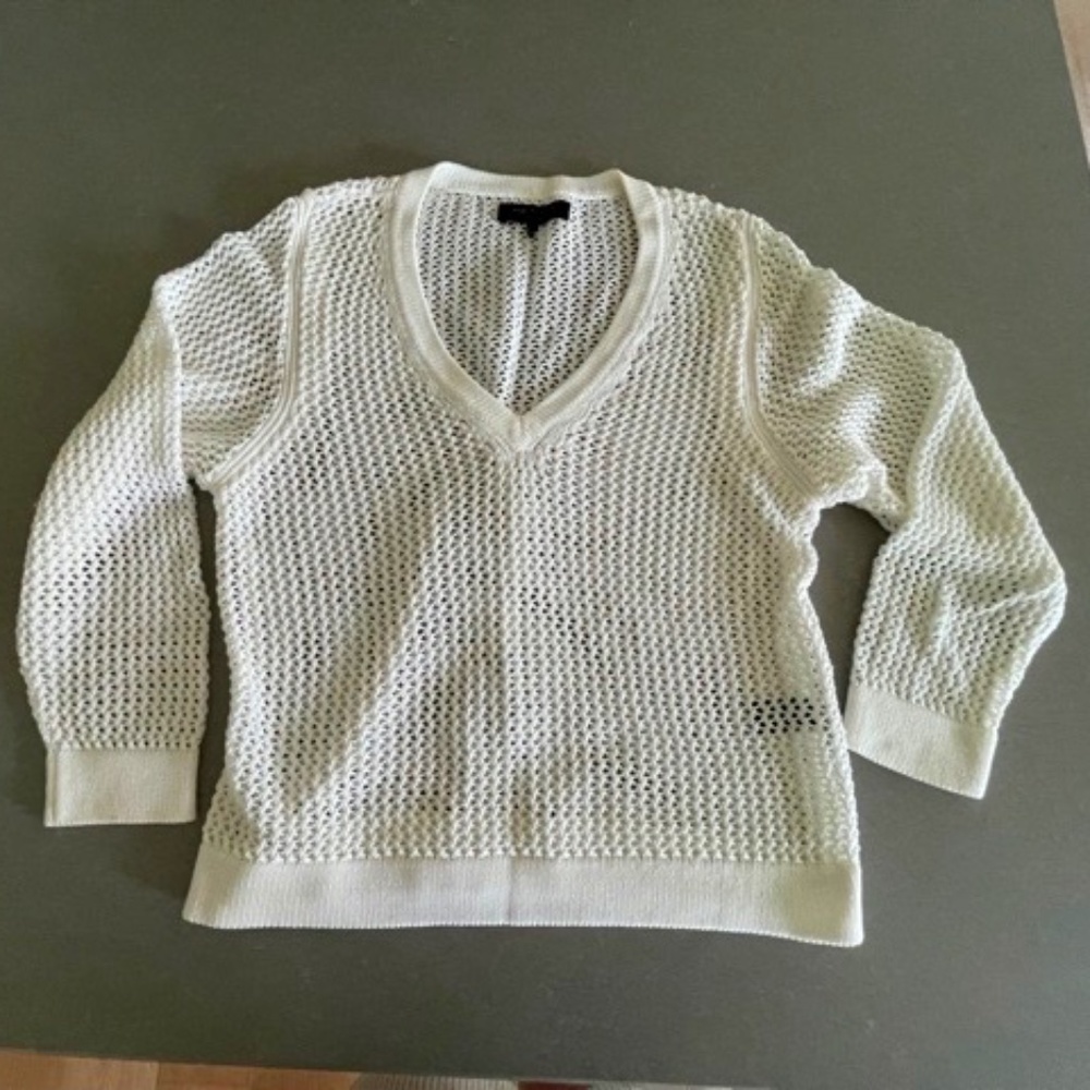 Rag & Bone Women's White Cotton Cable Summer Knit Sweater Sz L-NWOT